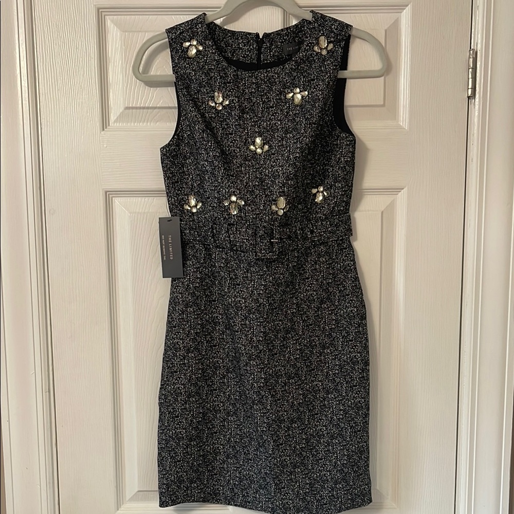 NWT The Limited Gray Embellished Sheath Mini Dress SIZE 2